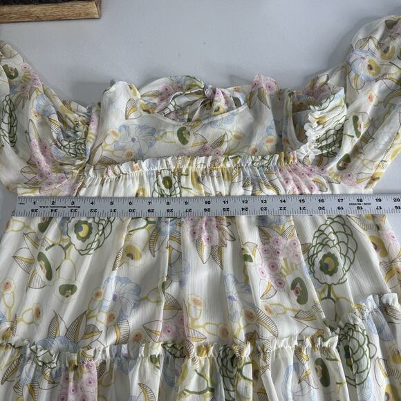 Ted Baker Bellona Tiered Trapeze Mini Dress Women 2 Cream Pastel Floral Babydoll - Picture 9 of 14